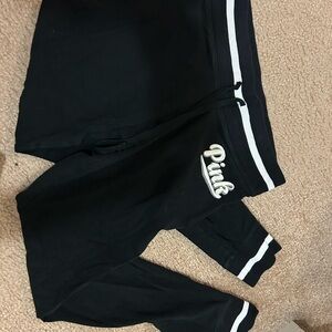 PINK Victoria's Secret Black Leggings with White Accents